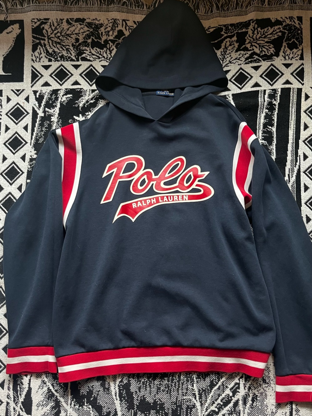 Polo by Ralph Lauren Navy Crewneck with Red & White Script Logo